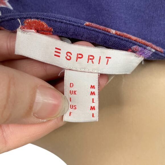 Esprit Purple Red Floral Faux Wrap Jersey Sheath Dress SZ M - Picture 7 of 8